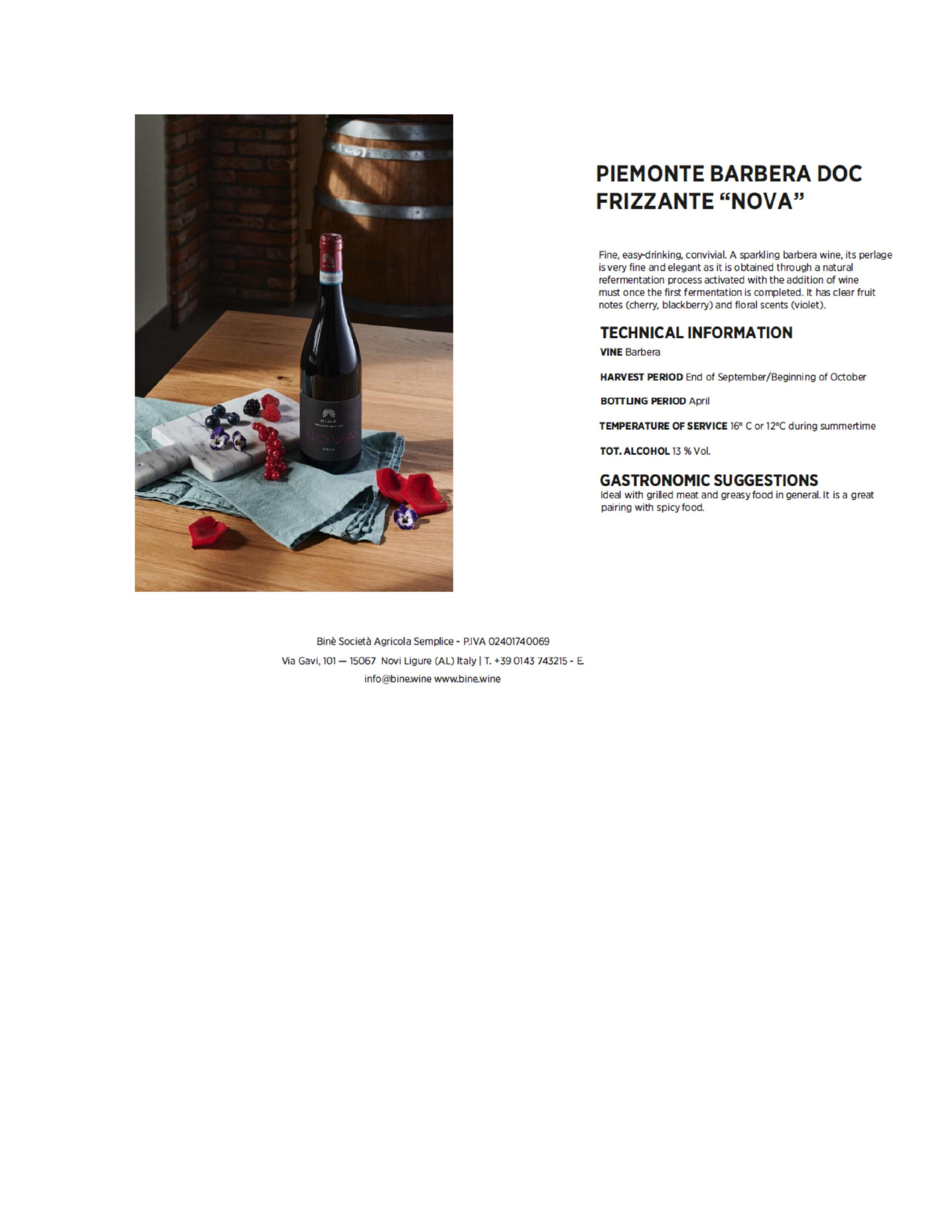 barbera doc frizzante Nova