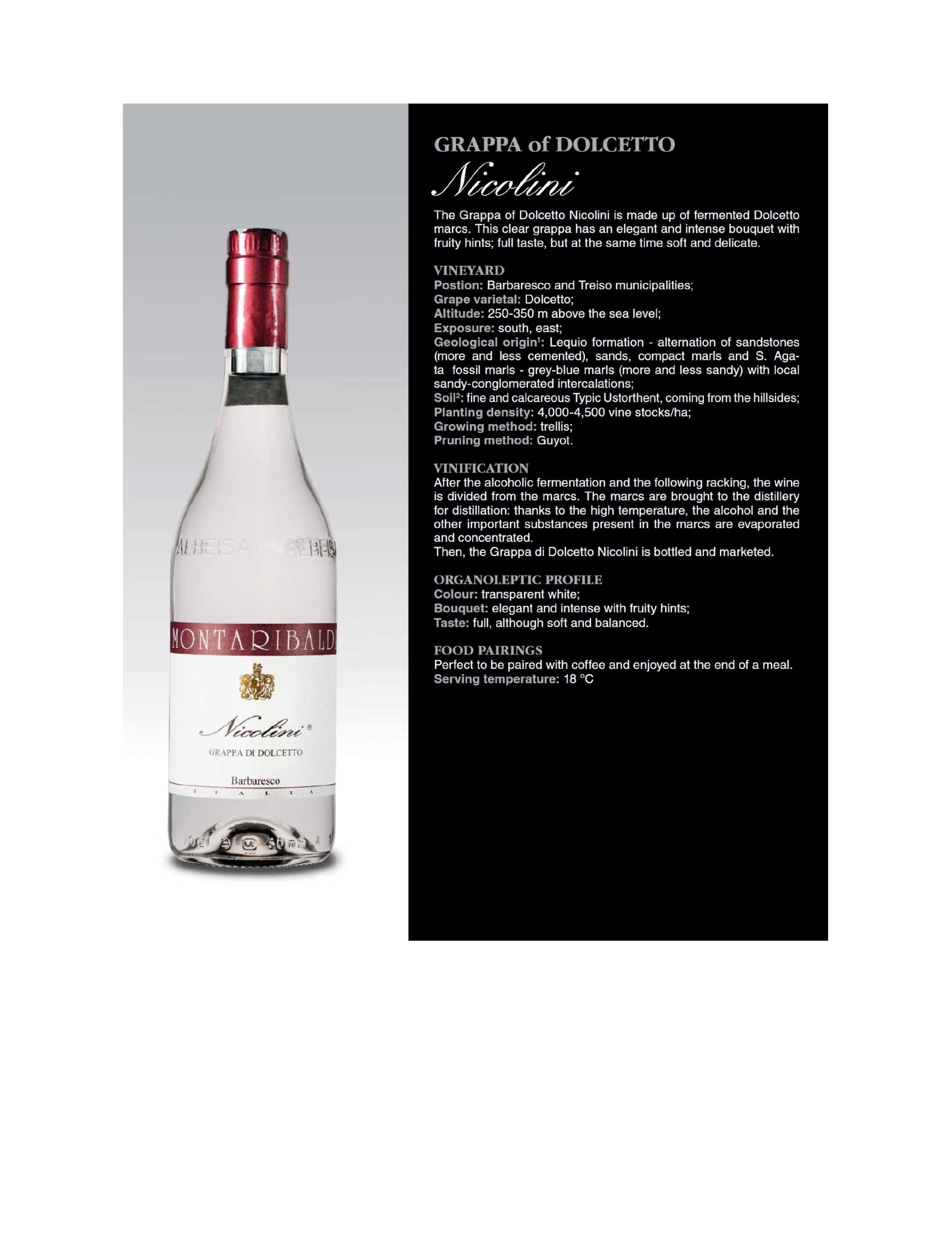 grappa of dolcetto nicolini