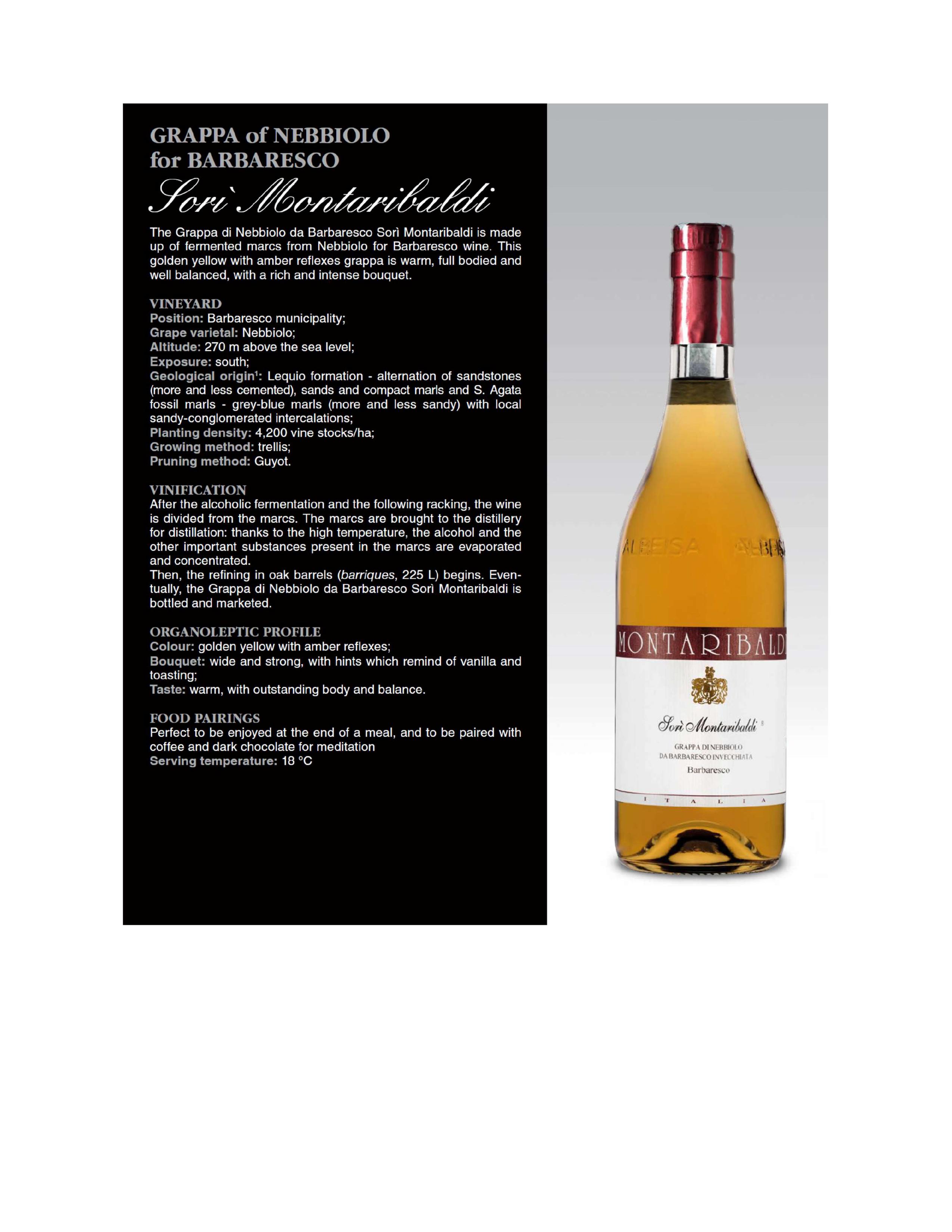 grappa of nebbiolo for barbaresco sor montaribaldi